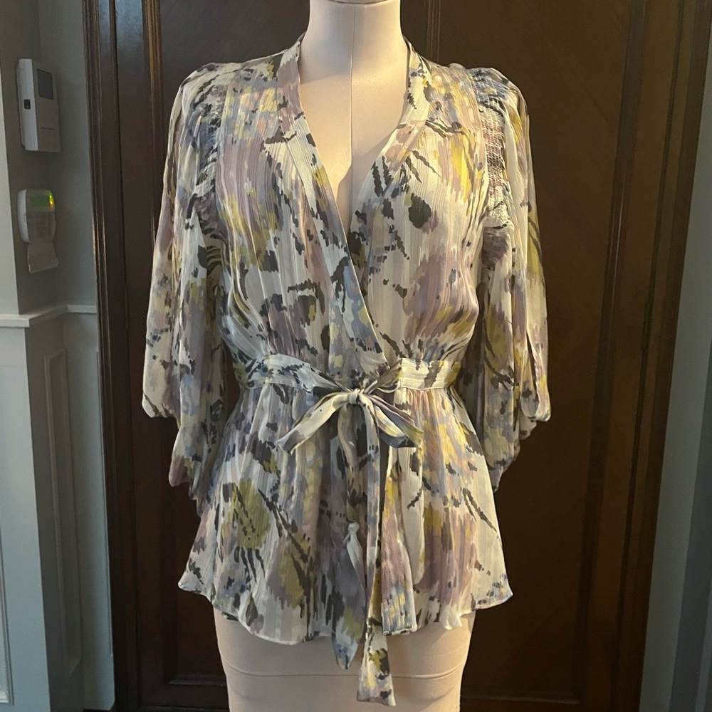 BCBGMaxAzria Abstract Print Blouse S/M